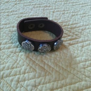 Brown Leather Snap Bracelet